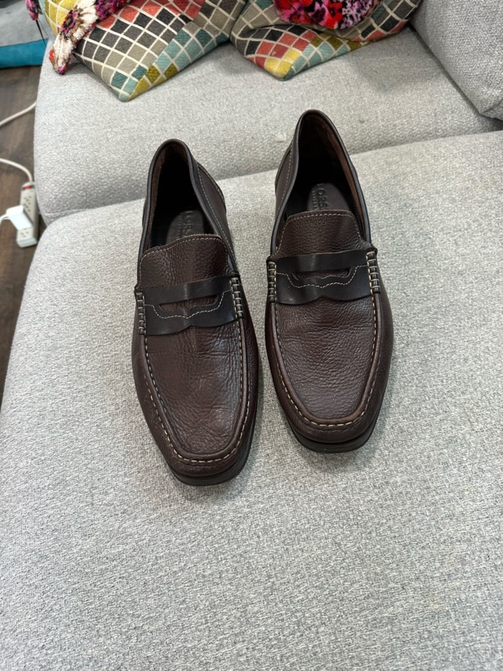 Florsheim Dark Brown Leather Penny Loafers - Picture 2 of 7